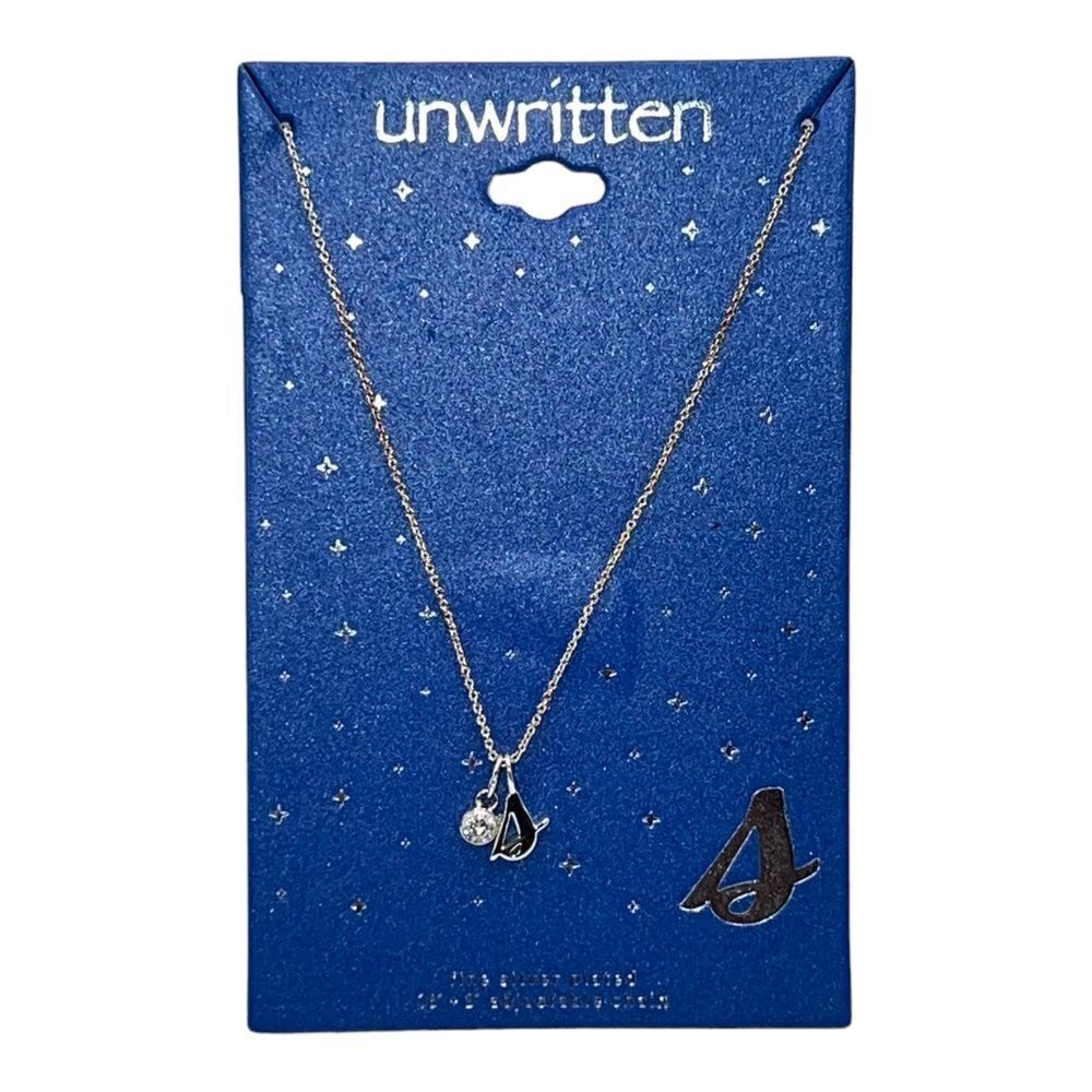 Unwritten Initial Cubic Zirconia Pendant "S" Necklace Lowercase Silver Plate New